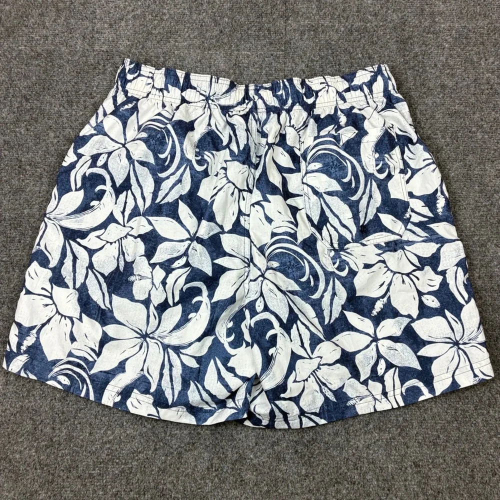 OP Ocean Pacific Mens Size Large Navy White Hibiscus Floral Swim Trunks Shorts